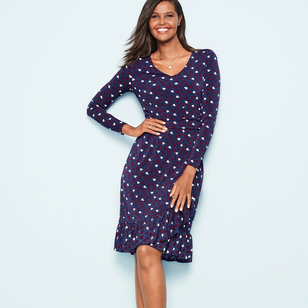 NWT TALBOTS HEART PRINT A-LINE JERSEY SHEATH DRESS